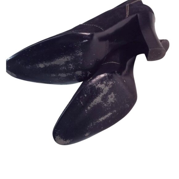 Vintage COACH Randie Belted Slouch Boots black suede 8 - Picture 12 of 12